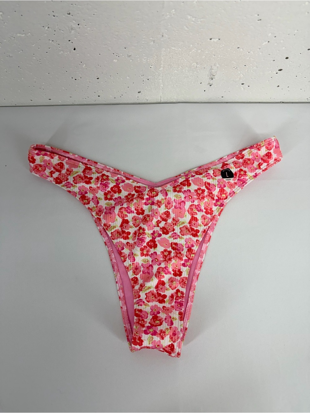 Hollister Size Large Cheekiest Pink White Red Floral Bikini Bottoms New